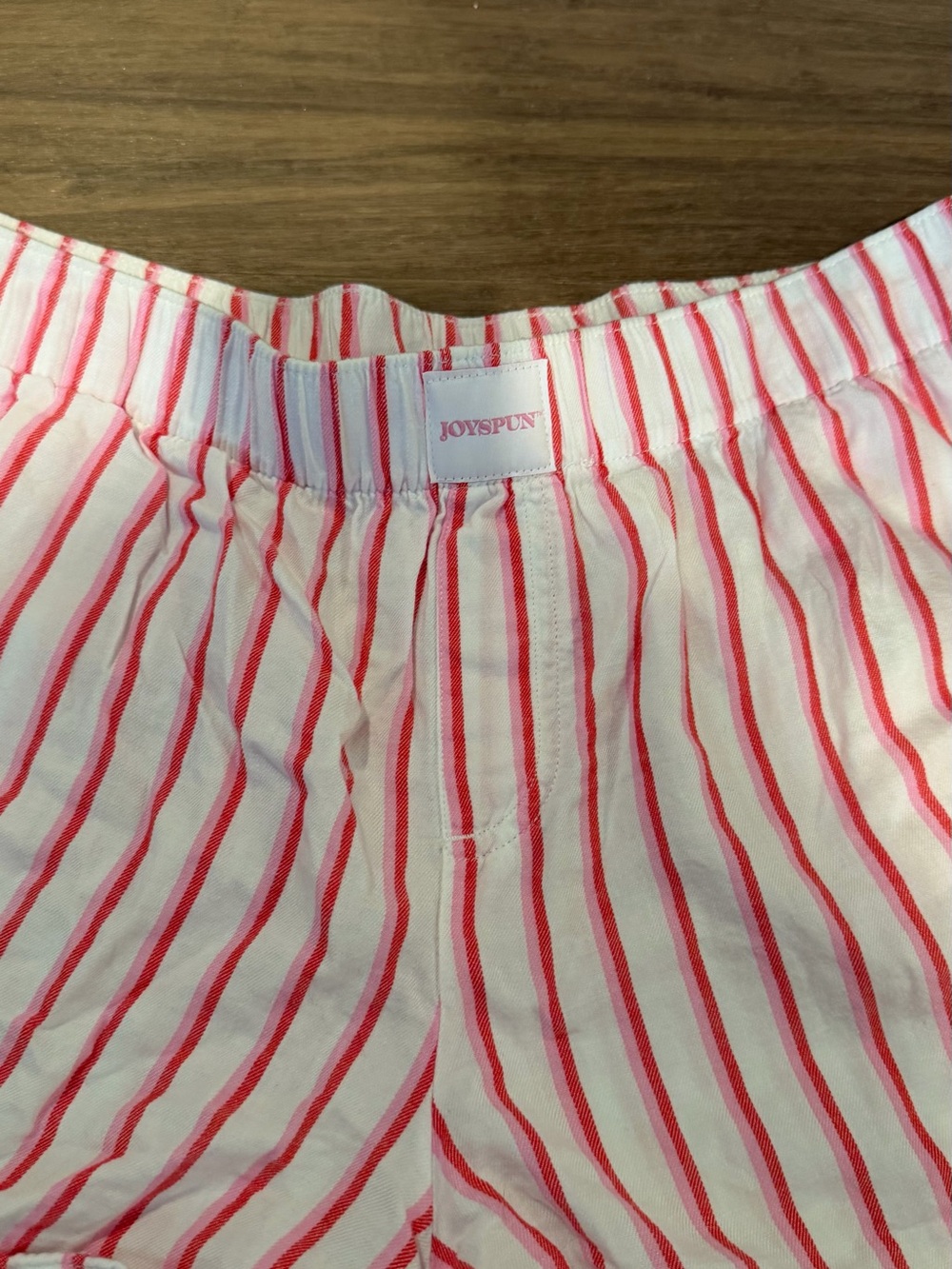 JoySpun Women’s White and Pink Striped Shorts